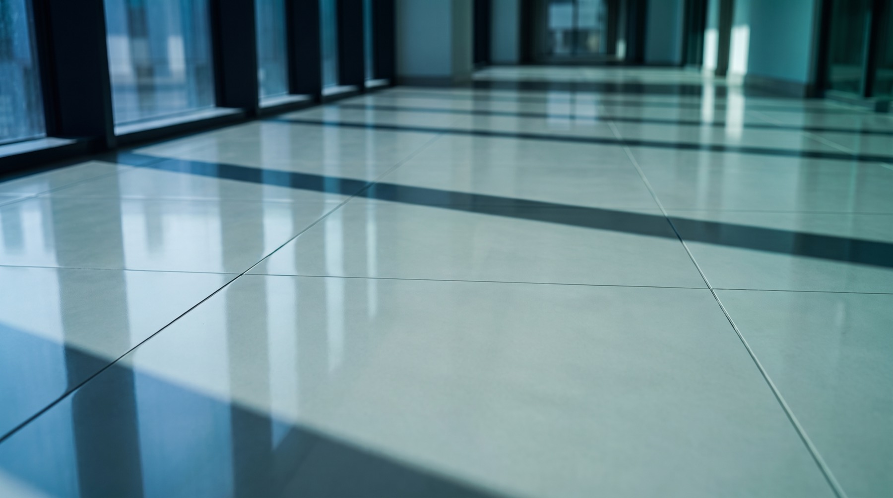 The same corridor with a clean satin floor